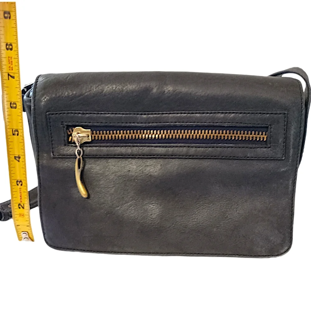 Sabina New York Leather‎ Shoulder Bag Black Navy Old Money Quiet Luxury Vintage